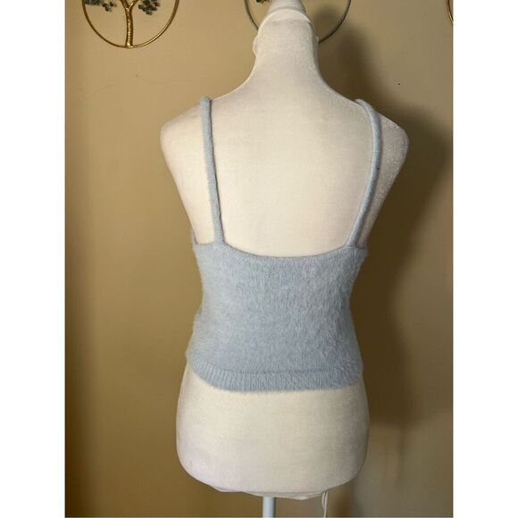 Kendall & Kylie Powder Blue Fuzzy Crop Top Size Small - Picture 2 of 5